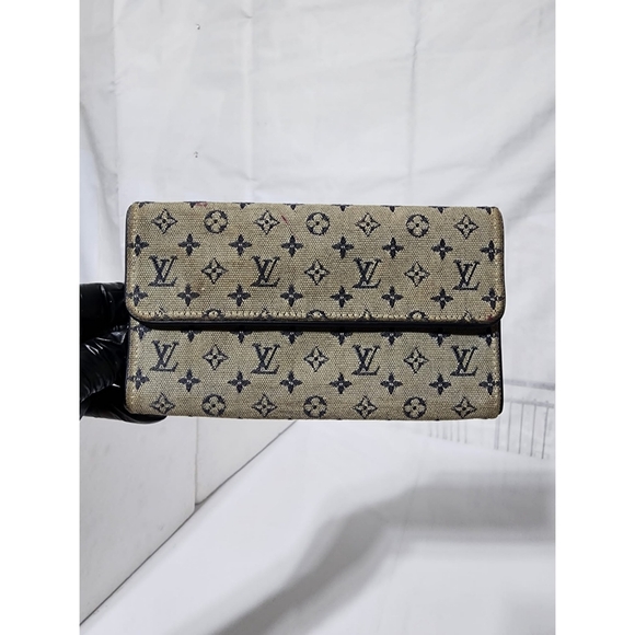 Louis Vuitton Monogram Mini Lin Pattern Canvas Flap Wallet Beige/Black - Picture 5 of 12